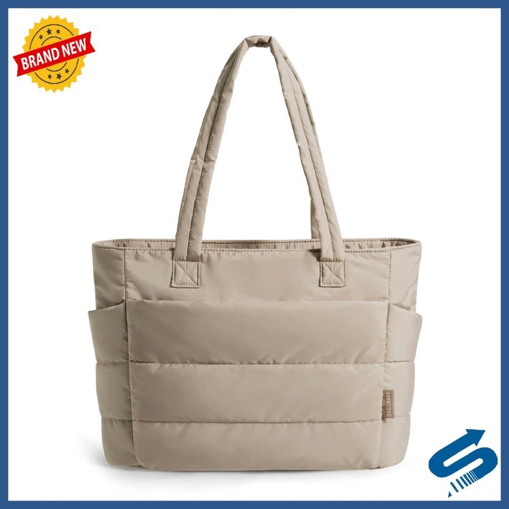 Lightweight Puffy Tote Bag with Compartments for Travel Work Gym